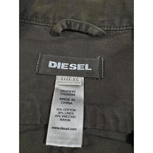 Diesel Green Woven Collared Short Sleeve Utility Cargo Dress Sz XS - Picture 6 of 6